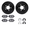 Dynamic Friction Co 8312-32010, Rotors-Drilled, Slotted-BLK w/ 3000 Series Ceramic Brake Pads incl. Hardware, Zinc Coat 8312-32010